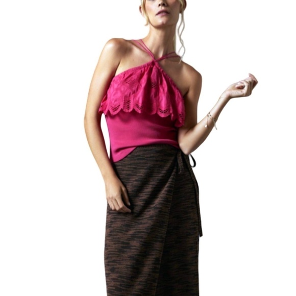 Anthropologie Top Tank Blouse Ruffled Lace Fluttery Strappy Cotton Sleeveless - Picture 13 of 16